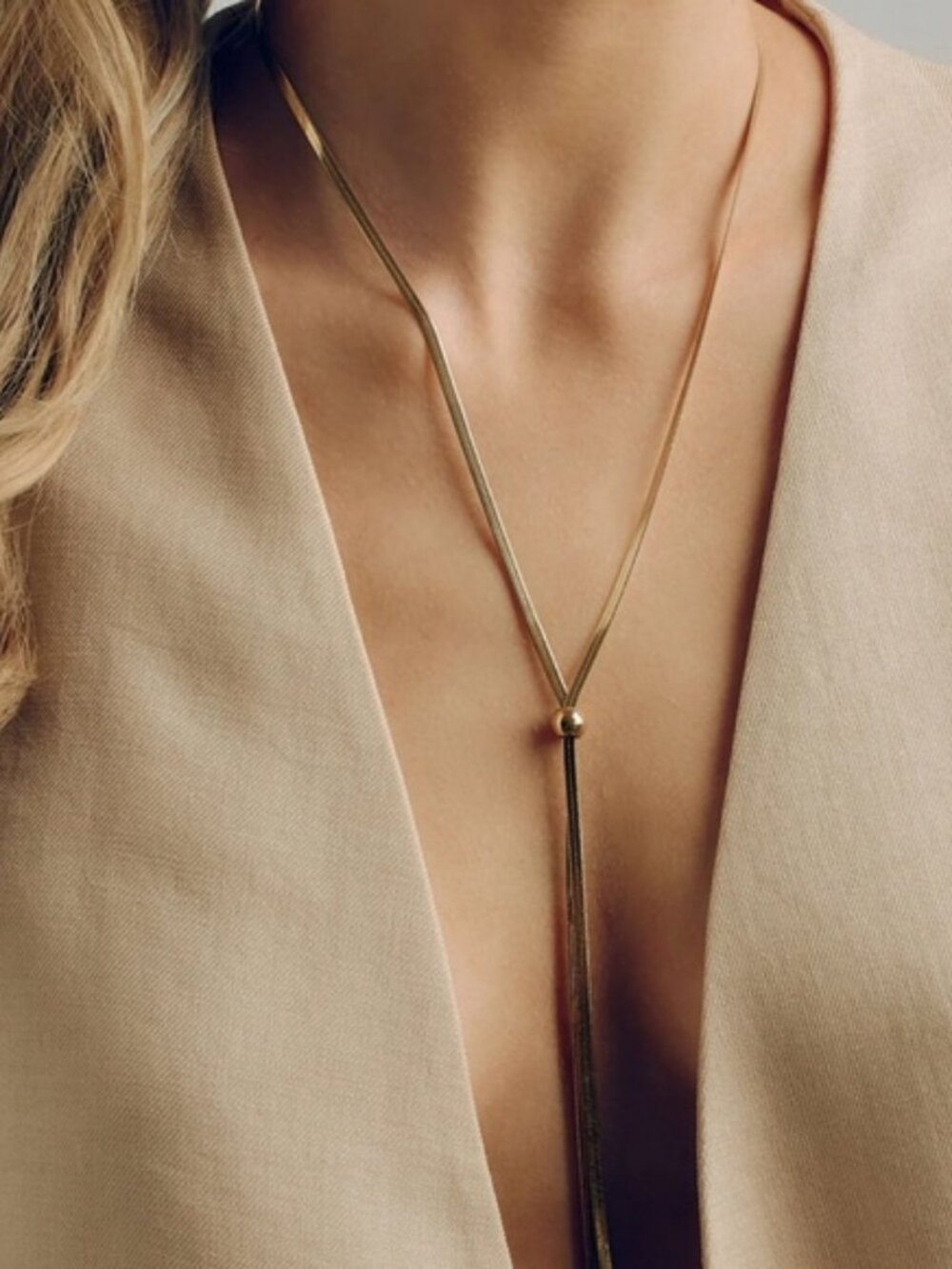 New! Gold 18K Gold Plated Lariat Adjustable Long Necklace NWOT (3041)